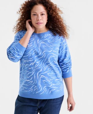 Style & Co - Plus Size Zebra Brush Crewneck Sweatshirt