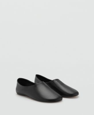 MANGO - Women's Leather Flat Shoes