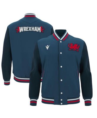 Macron - Men's Navy Wrexham Anthem Full-Snap Varsity Jacket