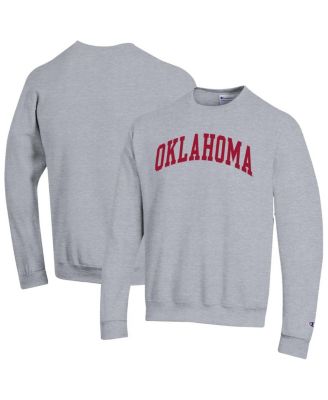 Champion - Men's Heather Gray Oklahoma Sooners Basic Arch Fleece Pullover Sweatshirt