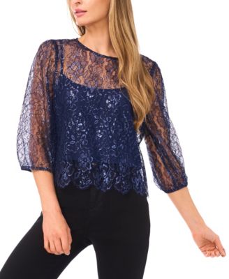 CeCe - Women's Puff Sleeve Crewneck Top