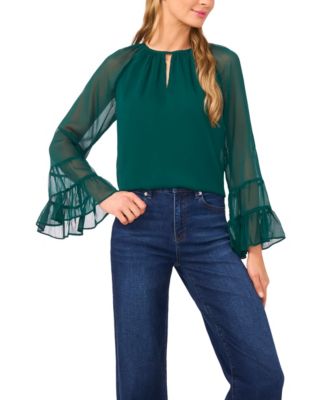 CeCe - Women's Tiered Flowy Long Sleeve Top
