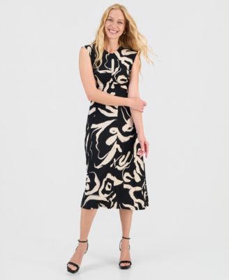 Robbie Bee - Women's Ruched-Front Midi Dress