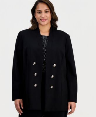 Anne Klein - Plus Size Open-Front Long-Sleeve Jacket