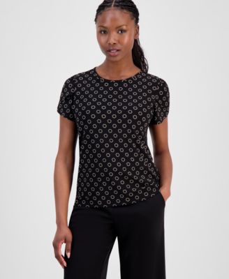 Anne Klein Essentials - Petite Circle-Print Top