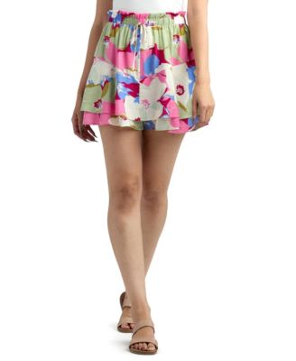 BCX - Women's Resort Print Crinkle Mini Skort