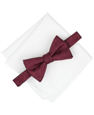 Alfani - Men's 2-Piece Saxon Stripe Solid Bow Tie and Pocket Square Set