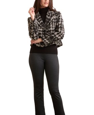 TRIBAL - Women's Chunky Plaid Boucle Button-Front Blazer