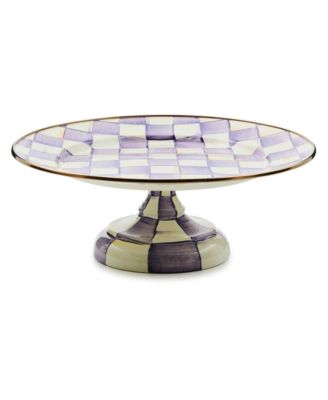 MacKenzie-Childs - Violet Check Small Pedestal Platter