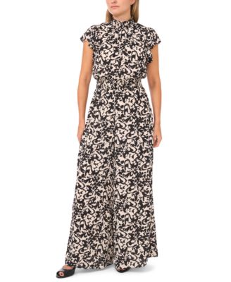 MSK - Petite Printed Flutter Short-Sleeve Jumpsuit
