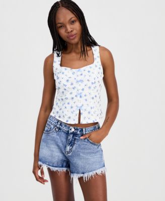Just Polly - Juniors' Printed Lace Top