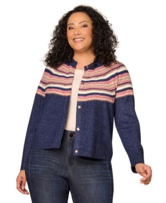 Democracy - Plus Size Striped Round Neck Sweater