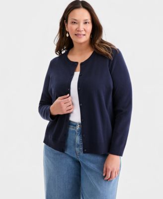 Style & Co - Plus Size Button-Front Long-sleeve Cardigan