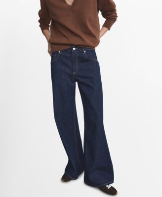 MANGO - Women's Low-Rise Wide-Leg Jeans