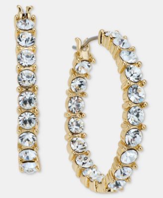 On 34th - Medium Pav&eacute; Hoop Earrings, 1.2"