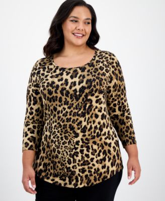 JM Collection - Plus Size Printed Top