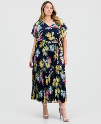 Robbie Bee - Plus Size Flutter-Sleeve Chiffon Dress