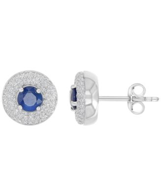 Macy's - Sapphire & Diamond Puffy Stud Earrings
