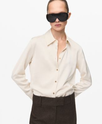 MANGO - Women's Satin Finish Flowy Shirt