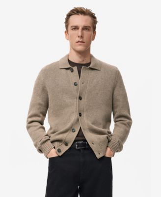 MANGO - Men's Knitted Wool Blend Cardigan