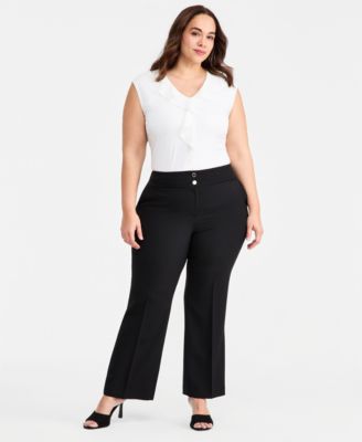 Kasper - Plus Size Double-Button Bootcut Pants