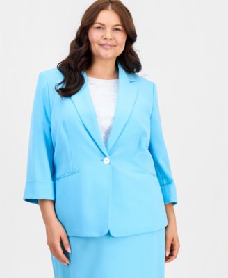 Kasper - Plus Size One-Button Notched-Collar Jacket