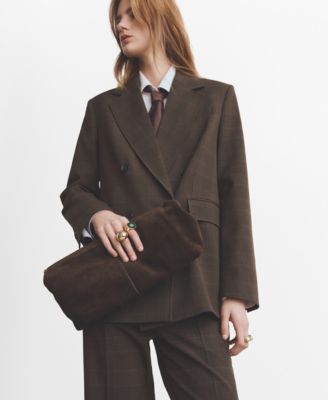 MANGO - Women's Double-Breasted Check Suit Jacket