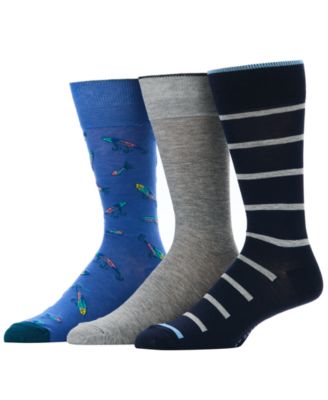 Perry Ellis Portfolio - Men's Lures & Stripes Patterned Crew Socks, 3-Pack