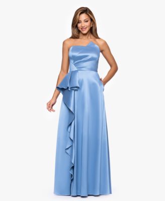 XSCAPE - Petite Asymmetrical Strapless Ball Gown