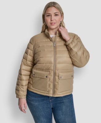 DKNY - Plus Size Moto Collar Short Packable Coat