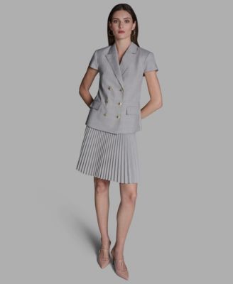 Women's Peak Lapel Collar Plaid Double-Breasted Jacket image