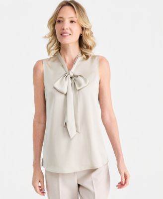 Women's Tie-Neck Hammered-Satin Top image