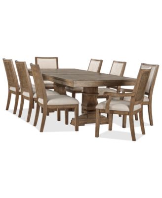 Furniture - Alverton 9-Pc. Dining Set (Rect. Table & 6 Side Chairs, & 2 Arm Chairs)