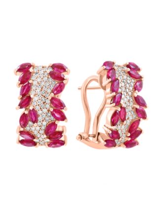 EFFY® Ruby (3-5/8 ct. t.w.) and Diamond (1/2 ct. t.w.) Earrings in 14k Rose Gold image