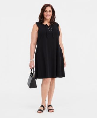 Style & Co - Plus Size Floral-Print Lace-Up Dress