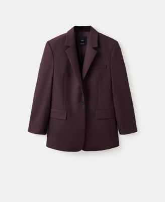 MANGO - Women's Lapel Pockets Straight Suit Jacket