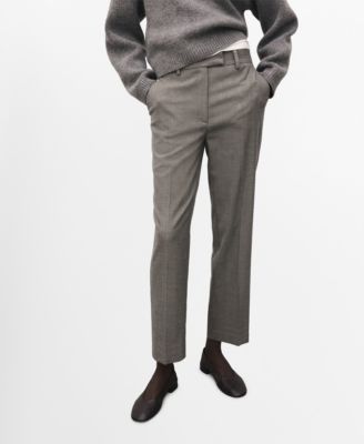 MANGO - Women's Slim Cropped Pinstripe Pants