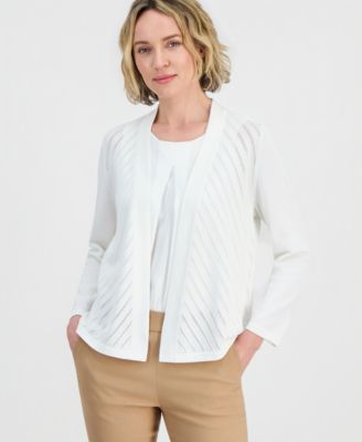 Kasper - Women's Pointelle Open-Front Cardigan