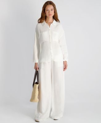 French Connection - Women's Cooper Linen Strapless Oversized Blouson Top
