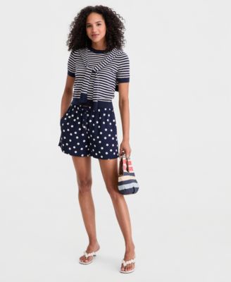 On 34th - Women's High-Rise Tie-Waist Dot-Print Shorts
