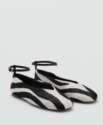 MANGO - Women's Fur And Bracelet Strap Leather Shoes