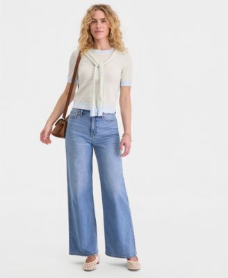 On 34th - Women's Stripe Tie-Front Sweater T-Shirt