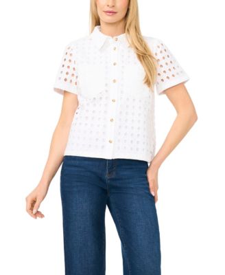 CeCe - Women's Short-Sleeve Collared Button-Down Shirt