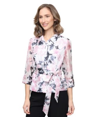 Alex Evenings - Petite Printed Collared Top