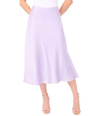 CeCe - Women's A-line Side-Zip Satin Midi Skirt