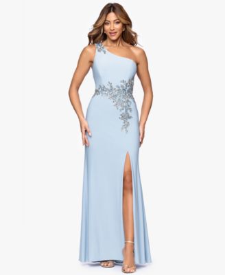 XSCAPE - Petite One-Shoulder Applique Gown