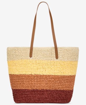 Style & Co - Ombr&eacute; Striped Straw Slouchy Tote Bag