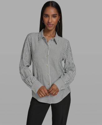 KARL LAGERFELD PARIS - Women's Button-Front Collared Shirt