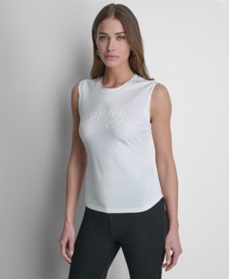 DKNY - Women's Script Logo Side-Ruched Tank Top