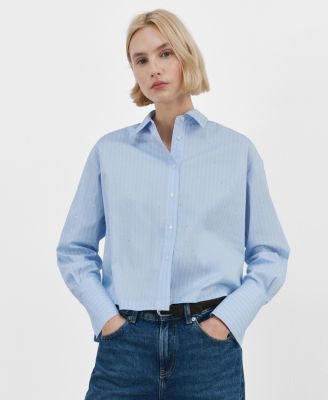 MANGO - Women's Strass Striped Crop Top